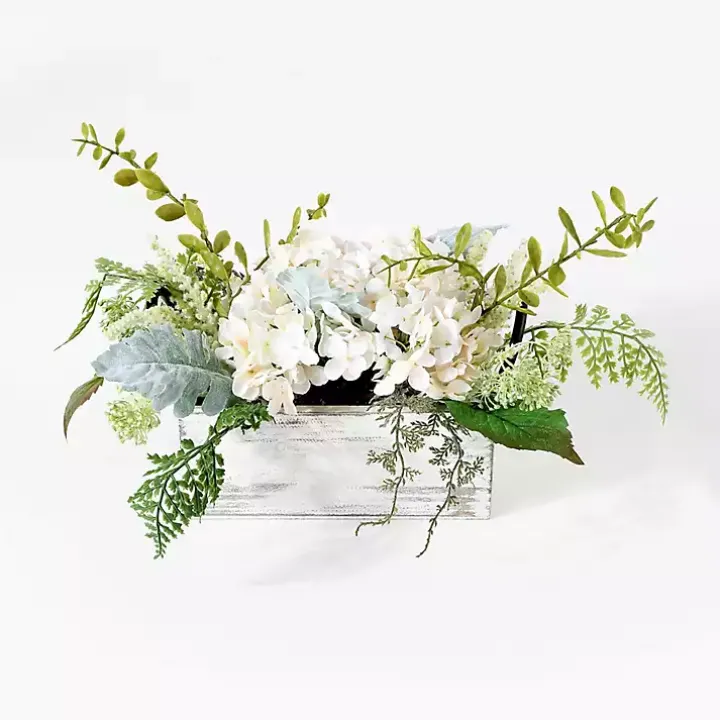 Hydrangea Arrangement in White Planter