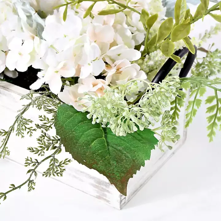 Hydrangea Arrangement in White Planter