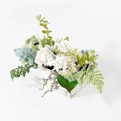Hydrangea Arrangement in White Planter