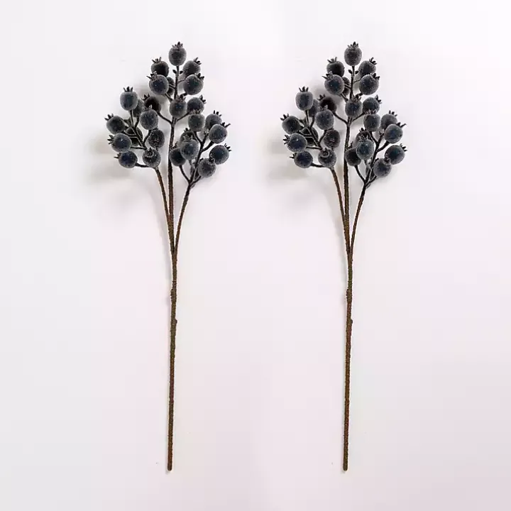 Iced Blue Berry Stems, Set of 2