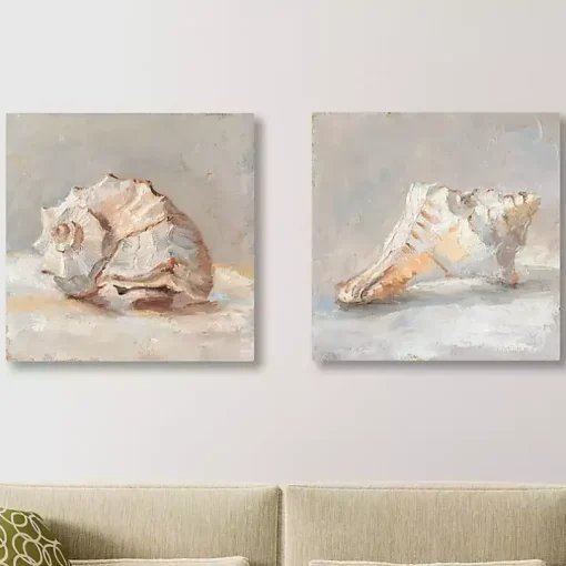 Impressionist Shell Canvas Art Prints, Set of 2