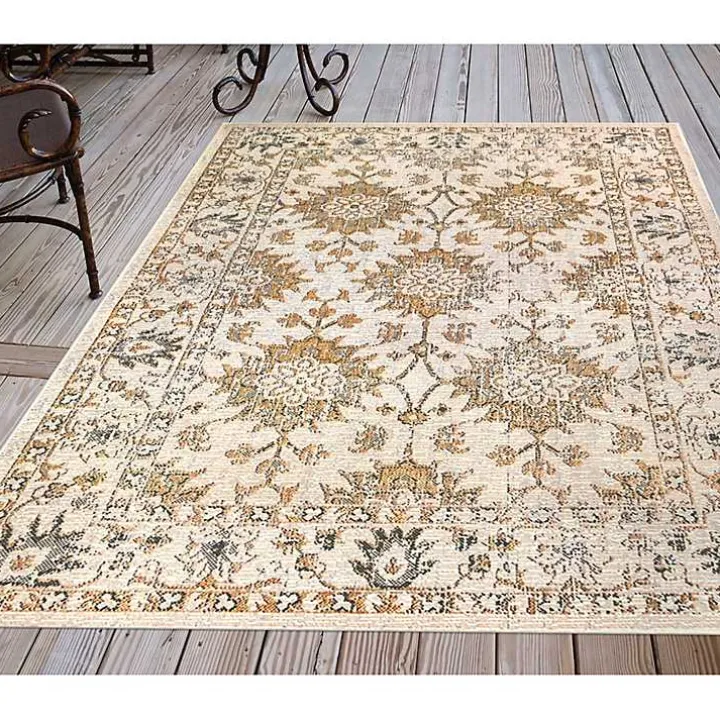 Irene Yellow Daffodil Outdoor Area Rug, 4x7