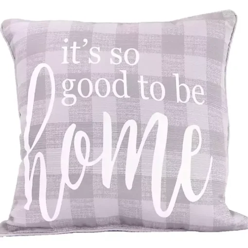 It's Good to Be Home Plaid Pillow
