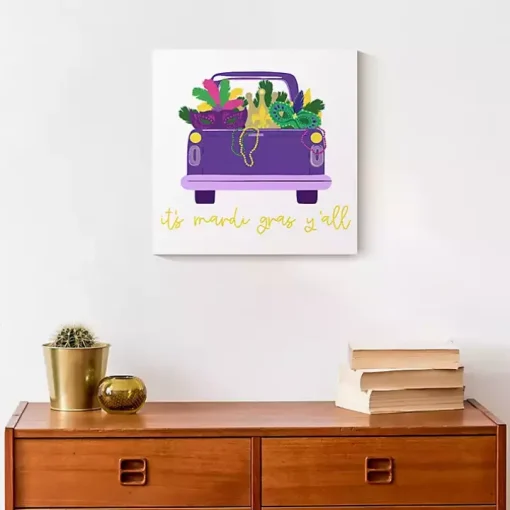 It's Mardi Gras Y'all Canvas Wall Plaque