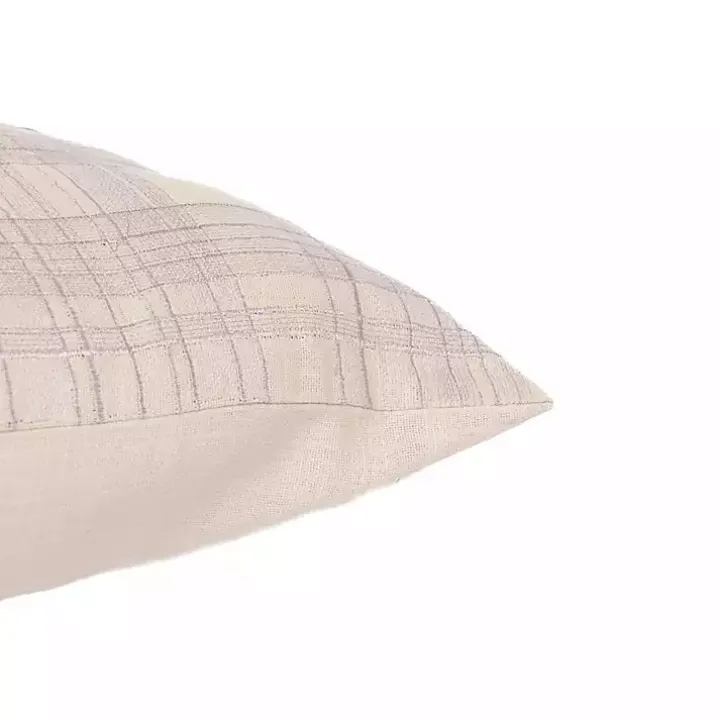 Ivory & Lilac Handwoven Plaid Throw Pillow