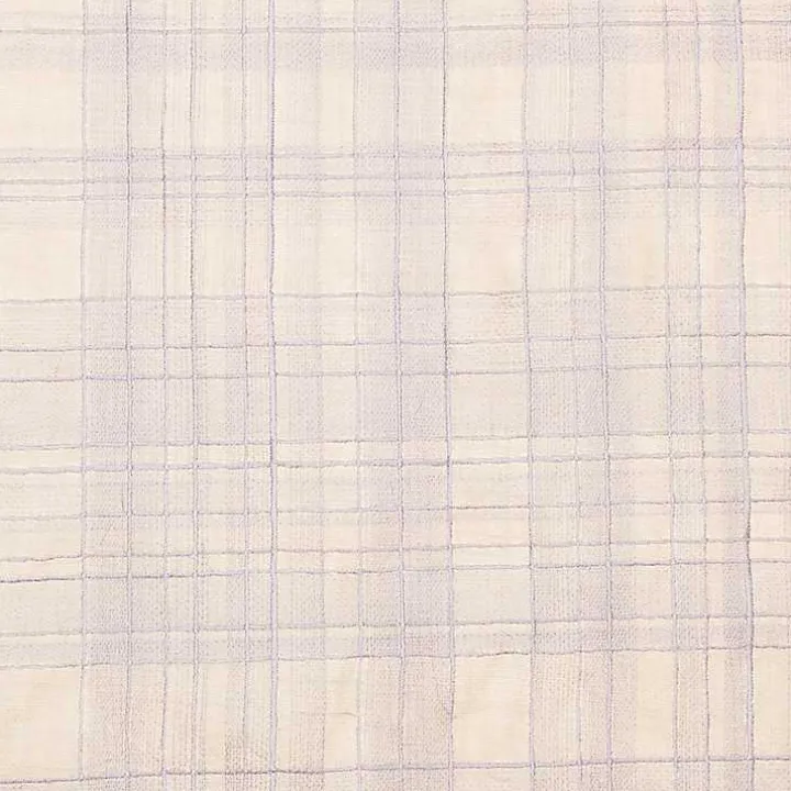 Ivory & Lilac Handwoven Plaid Throw Pillow