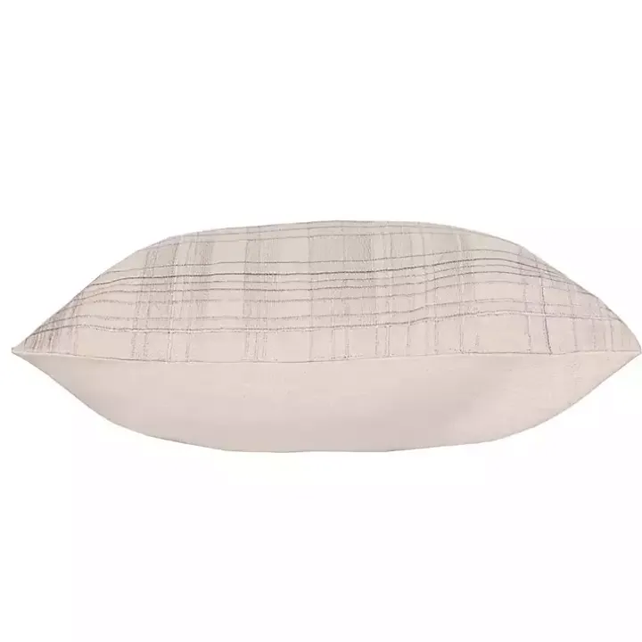Ivory & Lilac Handwoven Plaid Throw Pillow