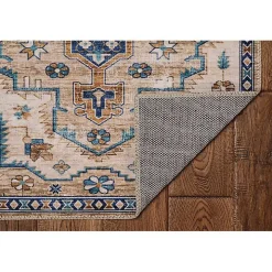 Ivory and Gold Julian Washable Area Rug, 5x7