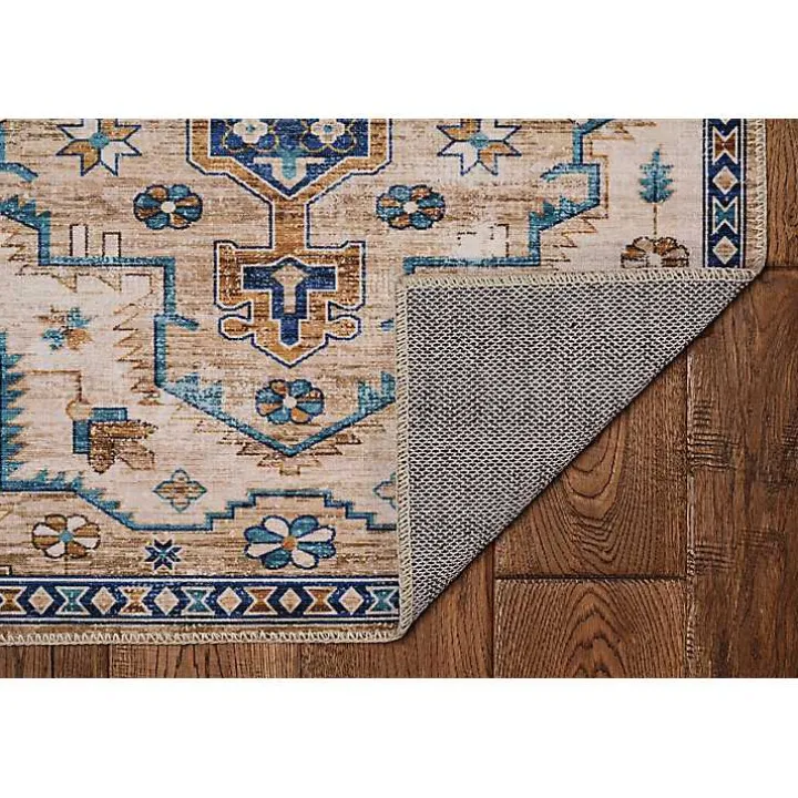 Ivory and Gold Julian Washable Area Rug, 5x7