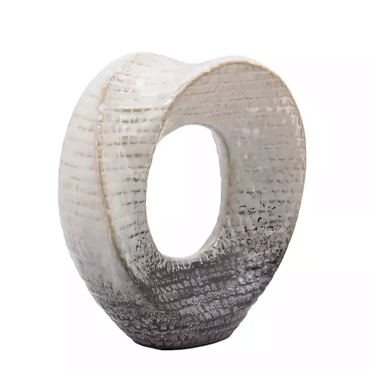 Ivory and Gray Ceramic Ring Sculpture