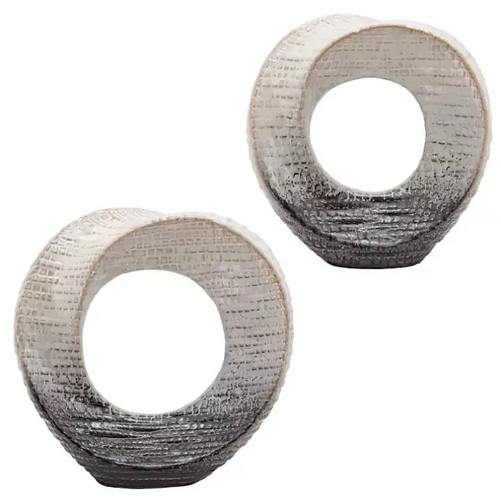 Ivory and Gray Ceramic Ring Sculpture