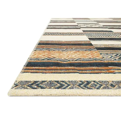 Ivory and Multicolored Tribal Outdoor Rug, 5x7