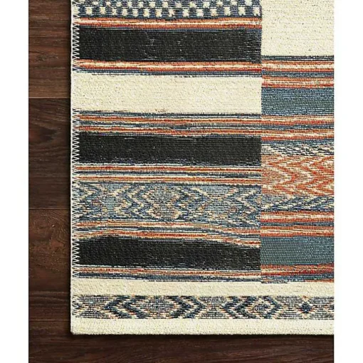 Ivory and Multicolored Tribal Outdoor Rug, 5x7