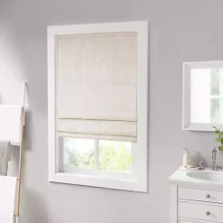 Ivory Basketweave Cordless Roman Shade, 35 in.