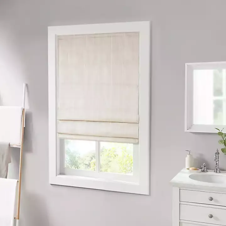 Ivory Basketweave Cordless Roman Shade, 31 in.