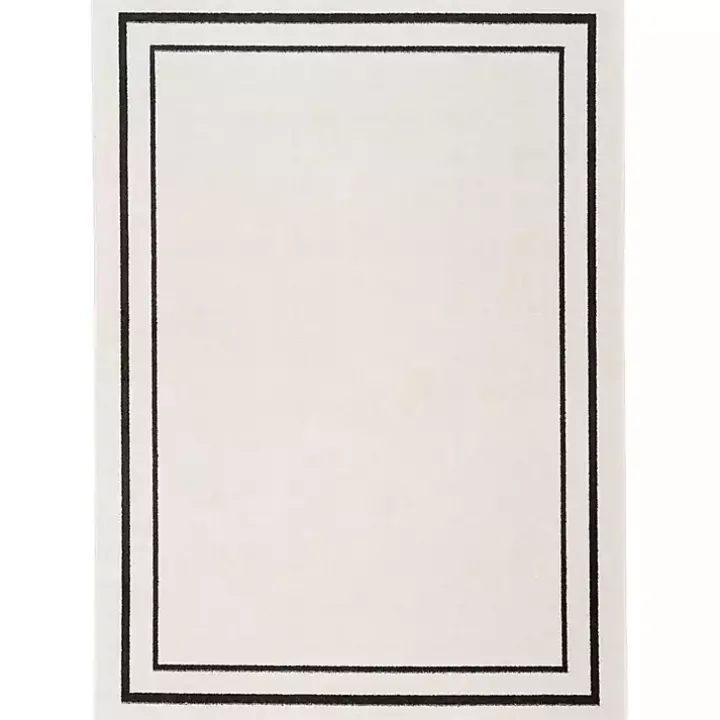 Ivory Bordered Indoor/Outdoor Area Rug, 6x9