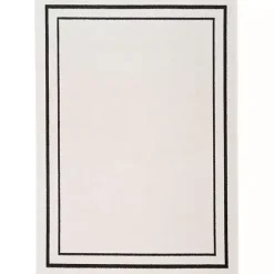 Ivory Bordered Indoor/Outdoor Area Rug, 5x7