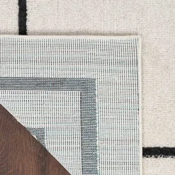 Ivory Bordered Indoor/Outdoor Area Rug, 5x7