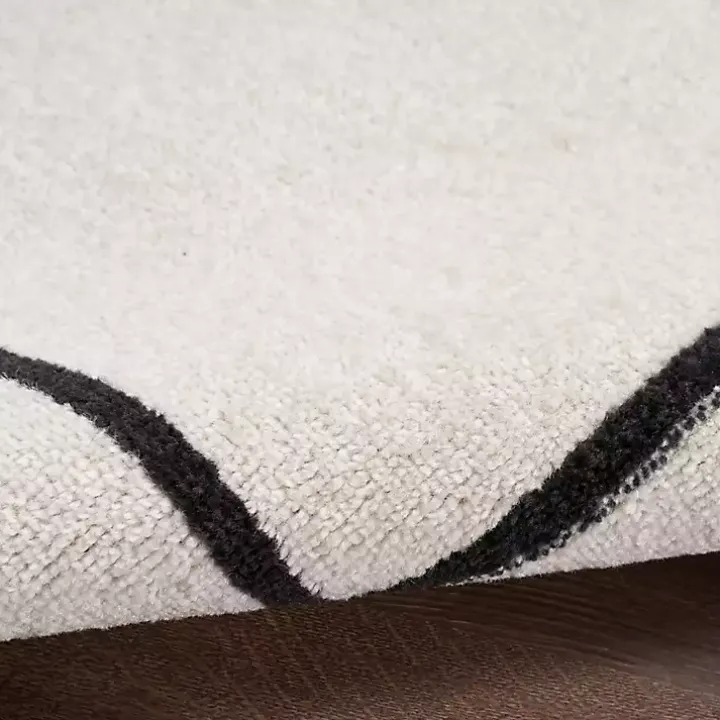 Ivory Bordered Indoor/Outdoor Area Rug, 5x7