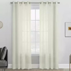Ivory Boucle Sheer Single Curtain Panel, 95 in.