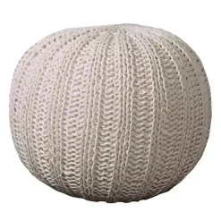Ivory Cable Knit Pouf