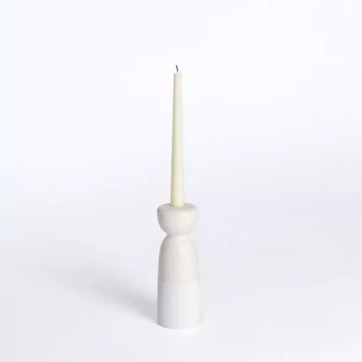 Ivory Ceramic Taper Candle Holder, 6 in.