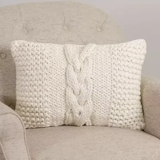 Ivory Chunky Knit Lumbar Pillow