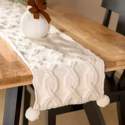 Ivory Chunky Knit Table Runner, 108 in.