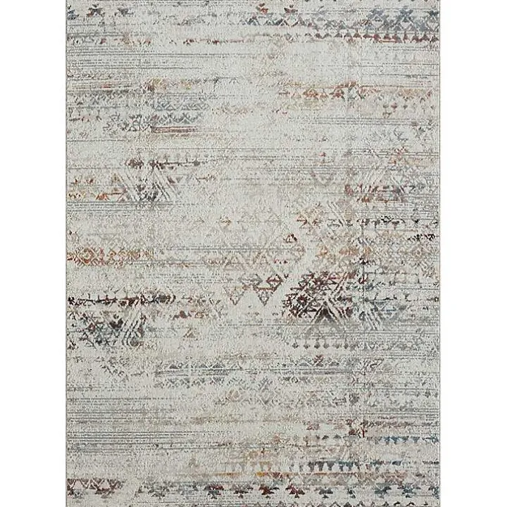 Ivory Distressed Medallion Washable Area Rug, 7x9