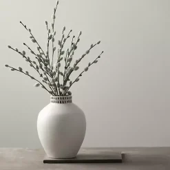 Ivory Etched Ceramic Urn Vase