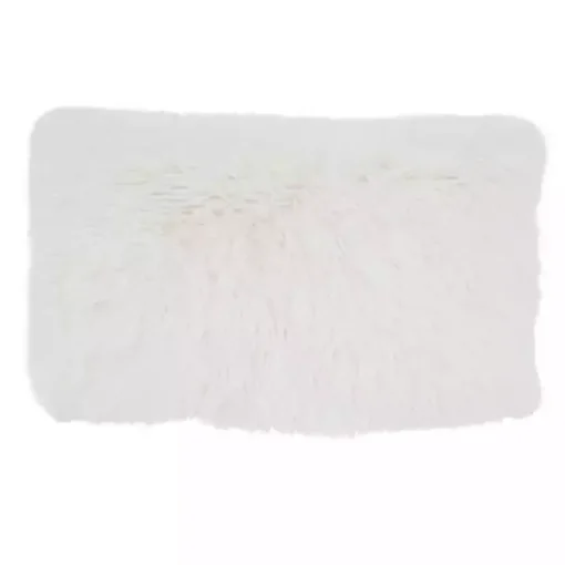 Ivory Faux Fur Fluffy Lumbar Throw Pillow