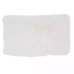 Ivory Faux Fur Fluffy Lumbar Throw Pillow