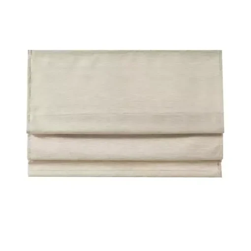 Ivory Faux Silk Room Darkening Roman Shade, 31 in.
