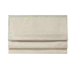 Ivory Faux Silk Room Darkening Roman Shade, 27 in.