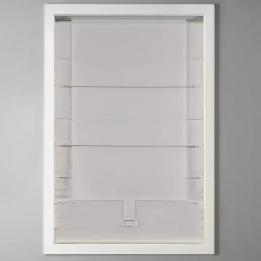 Ivory Faux Silk Room Darkening Roman Shade, 31 in.