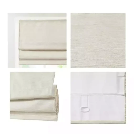 Ivory Faux Silk Room Darkening Roman Shade, 31 in.