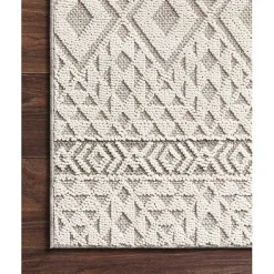 Ivory Geometric Stripes Outdoor Area Rug, 5x7