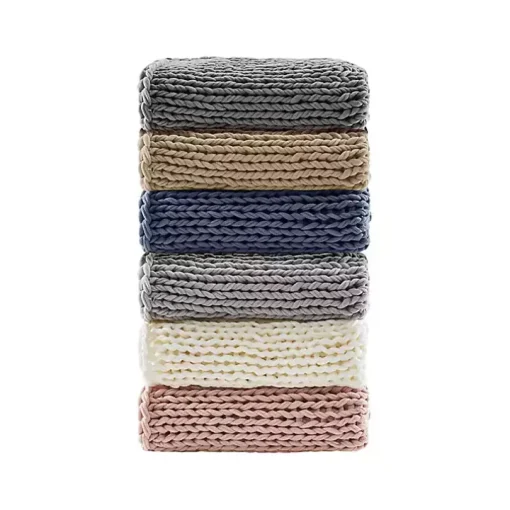 Ivory Hand Made Chunky Double Knit Throw Blanket