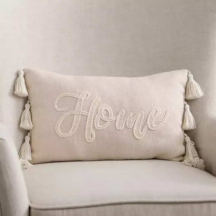 Ivory Home Tassels Lumbar Pillow