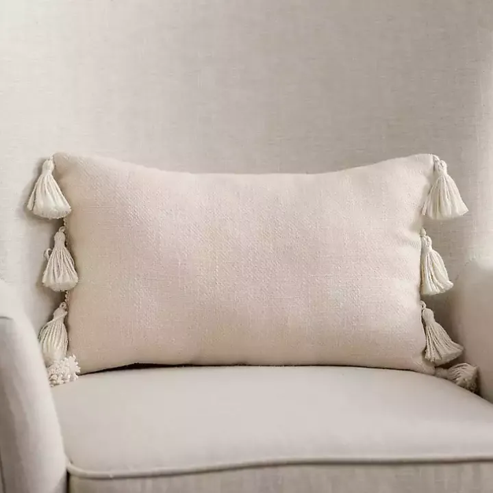 Ivory Home Tassels Lumbar Pillow