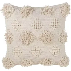 Ivory Moroccan Tufted Pom Pom Throw Pillow