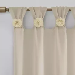 Ivory Rosette Tab Top Curtain Panel, 95 in.
