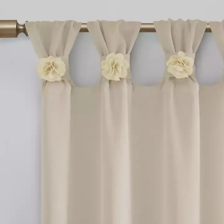 Ivory Rosette Tab Top Curtain Panel, 95 in.
