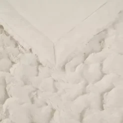 Ivory Ruched Fur Throw