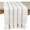 Ivory Striped Fringe Table Runner