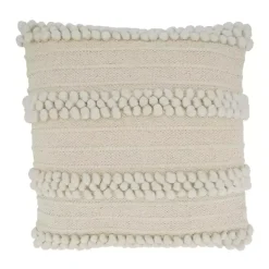Ivory Striped Pom Pom Pillow