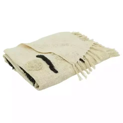 Ivory Tufted Dots and Dashes Throw