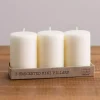 Ivory Unscented Mini Pillar Candles, Set of 3