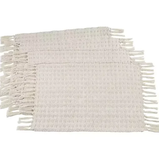 Ivory Woven Dashed Placemats, Set of 4