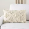 Ivory Woven Diamonds Lumbar Pillow